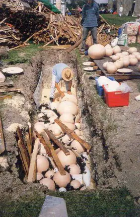 Cocción de cerámica en hoyo